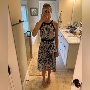 Black and White High-Low Chiffon Dress